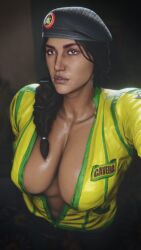 1girls 3d big_breasts breasts caveira_(rainbow_six) cleavage dark-skinned_female dark_skin female huge_breasts latina rainbow_six_siege solo udon_noodle3d