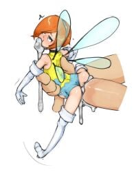 atlus blue_eyes breasts cum cum_dripping cum_in_mouth cum_inside cum_through fairy fairy_fleshlight fairy_wings feet female gallica metaphor:_refantazio minigirl orange_hair pointy_ears red_hair sega short_hair size_difference wings