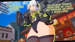 1girls 3d anby_demara bottom_heavy cyshen dialogue female female_only skindentation solo solo_female talking_to_viewer text thick_thighs thighhighs thunder_thighs wide_hips wobble zenless_zone_zero