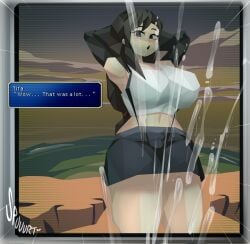 1girls armpits arms_up big_breasts black_hair breasts busty captain_kirb clothing cum cum_tribute cumshot female female_only final_fantasy final_fantasy_vii hands_behind_head huge_breasts large_breasts looking_at_viewer low_poly low_poly_tifa masturbation png polygon polygonal ps1_artstyle red_eyes retro_artstyle solo talking_to_viewer text text_box thick_thighs tifa_lockhart wide_hips