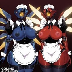 ai_generated big_breasts civitai kioline maid maid_uniform robot robot_girl thick_thighs ultrakill v1_(ultrakill) v2_(ultrakill) wide_hips