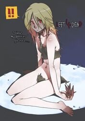 1girls 2d abs barefoot blonde_hair cameltoe cute english_text feet female female_only g-room_honten left_4_dead left_4_dead_(series) long_hair looking_at_viewer pale-skinned_female pale_skin petite red_eyes sharp_fingernails solo tear tearing_up tears text the_witch thighs torn_bra torn_clothes torn_panties underwear underwear_only witch_(left_4_dead) zombie zombie_girl