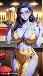 1girls ai_generated beer big_breasts dans_ai female huge_breasts overwatch_2 overweight purple_body purple_skin seductive seductive_look seductive_smile voluptuous voluptuous_female widowmaker