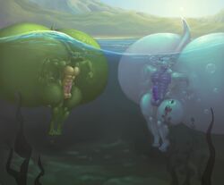 anthro ass balls big_ass big_butt big_penis blurred_background breath_holding colossal_ass crocodile crocodilian dragon duo enormous_ass floating gigantic_ass horn huge_ass huge_butt hyper hyper_ass hyper_butt large_ass male massive_ass partially_submerged penis reptile scalie silver_(silversketch) silversketch stone_(sinkingstone) thick_thighs underwater water wide_hips yaoi