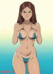 ai_assisted ai_generated aqua_bikini areola_slip bikini bubbleteexl cartoon girl marvel marvel_comics mutant_(marvel) nipple_bulge x-23 x-men x-men_evolution