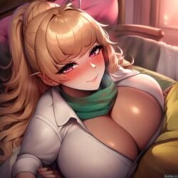 ai_generated big_breasts blonde_female blonde_hair blush blush huge_breasts original_character simplemenofculture