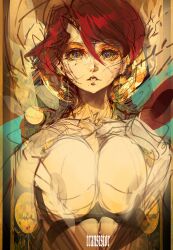 big_breasts doodle female female_protagonist human looking_at_viewer parkjinsuky red_(transistor) red_hair transistor_(game) video_games