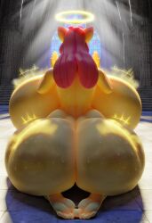 ai_generated apple_bloom_(mlp) ass ass_focus back_view backboob bimbofication expansion friendship_is_magic gigantic_ass gooner_dimension halo hourglass_figure huge_ass huge_breasts hyper hyper_ass hyper_breasts instant_transformation my_little_pony