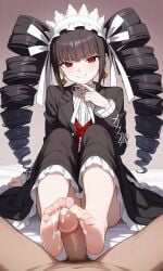 ai_generated celestia_ludenberg cum danganronpa dominant_female footjob