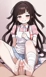 ai_generated cum danganronpa_2:_goodbye_despair dominant_female footjob tsumiki_mikan