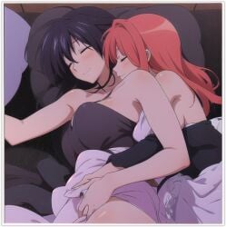 2females 2girls 2women ai_generated akeno_himejima girl_on_girl high_school_dxd lesbian_couple lovers rias_gremory yuri yuri yuri