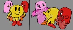 anal_sex bisexual_male bisexual_sandwich blinky_(pac-man) breasts cunnilingus female/male/male ghost pac-man pac-man_(series) pinky_(pac-man) sucking_pussy threesome