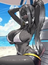 aria_(nikke) goddess_of_victory:_nikke grey_skin large_breasts lips randomkato swimsuit