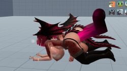 3d dildo_in_ass dragon_humanoid futa_only futanari kegorlyyri massive_balls massive_breasts massive_dildo massive_penis red_eyes red_hair vrchat vrchat_avatar vrchat_model