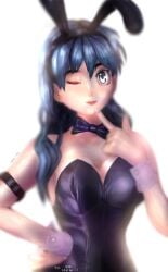 armband azura_(rainimator) blue_eyes blue_hair breasts bunny_ears bunnysuit collar female k_akio_008 leotard long_hair mcyt minecraft minecraft_youtubers necktie rainimator tie twitch twitch.tv twitch_streamer twitter twitter_username wink wrist_cuffs youtube youtuber youtubers
