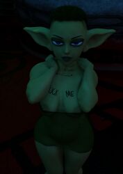 clubbing dragolord19d goblin goblin_female oc tattoo tattoo_on_breast tattoo_on_chest