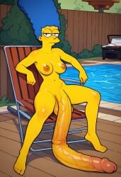 1futa 20th_century_fox 20th_century_studios ai_generated blue_hair breasts civitai futa_only futanari jossyless_(ai) long_penis marge_simpson nude_futanari smiling_at_viewer solo_futa the_simpsons very_long_penis yellow_skin