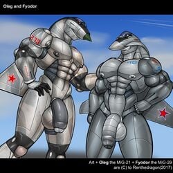 2017 abs aircraft aircraft_humanoid airplane alternate_species anthro balls big_balls big_penis flaccid foreskin humanoid humanoidized jet living_aircraft living_machine machine male male_only mig_21 mig_29 muscular muscular_male nude pecs penis renthedragon uncut