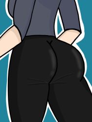 ass ass_focus big_ass black_pants clothing female latex prostochel40 prostochel40_(artist)