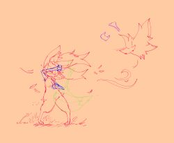 anthro areola braixen breasts canid canine clothing discarded_clothing discarded_underwear female fox generation_6_pokemon genitals hi_res mammal nintendo nude pokemon pokemon_(species) ponduanpondering pseudo_clothing shielding_eyes small_areola small_breasts solo true_fox underwear vulva wardrobe_malfunction wind