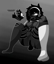 anon anonymous anonymous_male black_cock black_hair black_penis black_sock cowgirl_position female gothic gradient_background gray_background grayscale hair incredibox incredibox_mod kaski_(orin_ayo) male male/female meme monster_on_female orin_ayo pitch-black_skin self_upload sex straight tentacle text vaginal_penetration white_sock