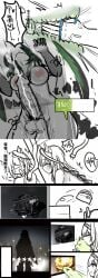 1other ahe_gao arknights assisted_masturbation comic cum futanari hand_in_pussy insertion mon3tr_(arknights) yioyituyu