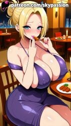 1girls 2025 ai_assisted ai_generated anime annie_leonhardt artist_name attack_on_titan bare_shoulders big_breasts big_chest black_nails blonde_hair blue_eyes blue_nails blush breasts bust busty chair chest cleavage clothed_female collarbone covered_nipples cup dress eating female_focus female_only fingernails food fork giant_breasts green_nails hair_bun heavy_breasts hi_res high_quality high_resolution highres huge_boobs huge_breasts indoors large_breasts long_fingernails looking_at_viewer massive_boobs massive_breasts multicolored_nails nail_polish nipples_visible_through_clothing on_table orange_(fruit) orange_nails pancake patreon patreon_username pink_nails plate purple_dress purple_nails red_nails restaurant romantic_ambiance shingeki_no_kyojin sitting skypassion smile solo solo_focus stable_diffusion steak stool table watermark