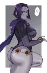 1girls ass ass_focus big_ass big_breasts blush blush blushing_at_viewer breasts curvaceous curvy curvy_female dc dc_comics female female_focus female_only gud0c hi_res highres huge_breasts large_breasts looking_at_viewer pale_skin purple_hair rachel_roth raven_(dc) round_butt solo solo_female solo_focus thick_ass thick_thighs thighs