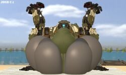 beach bt-7274 huge_ass jockstrap josh-u4 machine mecha presenting_hindquarters thong titanfall yoga_mat
