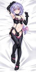 1futa alternate_costume armpit balls blush braid censored dakimakura dhiparizky erection futanari light_skin looking_at_viewer navel neptunia_(series) partially_clothed penis petite pink_eyes plutia purple_hair short_hair small_breasts smile solo veiny_penis