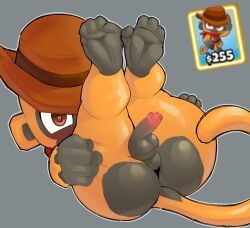 1boy ass ass_focus ass_up bandana big_ass bloons bloons_td_6 bloons_tower_defense blush brown_fur child_bearing_hips dark-skinned_male dark_skin desperado_(bloons) feet gay hat heart heart-shaped_pupils heart_eyes monkiebrained orange_fur penis red_bandana spread_ass spreading tail thick thick_ass thick_thighs thighs twink waiting_for_sex