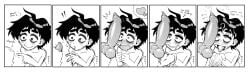 ahe_gao ambiguous_gender animal_genitalia animal_penis balls ballsack big_penis blush blush_lines canine canine_genitalia canine_penis catching_cum comic cum cum_in_mouth cum_on_face cum_on_hair cum_on_hand cum_on_hands cumshot dark_hair drooling english_text excited facial femboy feral feral_on_femboy feral_on_human half-erect heart-shaped_pupils holding_balls interspecies knot knotted_penis male messy messy_hair monochrome offscreen_character original original_character precum sheath shocked shocked_expression short_hair staring_at_penis surprised surprised_expression sweat sweatdrop sweating thick_eyebrows throbbing_balls throbbing_penis tongue tongue_out zoo zoophilia