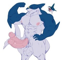 anthro balls bara big_penis boner diphallia diphallism erection flexing huge_balls huge_cock large_penis male male_only milkywaybara muscles muscular muscular_male nintendo nude penis pokemon pokemon_(species) shark sharpedo solo solo_male thick_penis veiny_penis