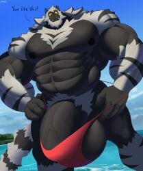 anthro balls bara barazoku big_balls big_muscles big_penis final_fantasy final_fantasy_xiv flaccid furry hrothgar hyper_balls hyper_penis male male_only muscles muscular nill321 penis solo solo_male