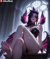 1girls ai_generated aliusnext angel angel_wings big_ass big_breasts black_nails breasts breasts crossed_legs fallen_angel feet female femdom foot_fetish from_below goth goth_girl gothic_girl hi_res high_quality high_resolution highres huge_ass huge_breasts league_of_legends league_of_legends:_wild_rift light-skinned_female light_skin lingerie lipstick massive_ass massive_breasts mature mature_female morgana nail_polish pale-skinned_female pale_skin patreon soles sweat sweatdrop sweating sweaty sweaty_body sweaty_breasts thick thick_ass thick_hips thick_legs thick_lips thick_thighs toes