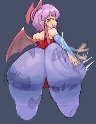 1girls 2025 2d 2d_(artwork) 2lewd2nuki ass ass ass_focus ass_ripple big_ass big_butt capcom darkstalkers female female_only humanoid light-skinned_female light_skin lilith_aensland motion_blur motion_lines pink_hair simple_background slapping_ass slapping_butt slapping_own_ass solo solo_female succubus winged_humanoid wings wings_on_head