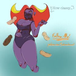 alternate_version_at_paywall alternate_version_at_source clothed clothing detailed disembodied_penis disinterested disinterested_sex ear_piercing female genitals group hair hi_res hu1 humanoid male male/female mask patreon penis piercing purple_body purple_skin red_eyes red_hair skimpy speech_bubble submechanaut text text_box three-quarter_view unrealistic url wearing_mask yellow_eyes