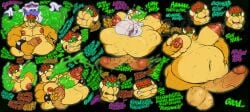 2boys balls belly big_balls big_belly big_penis black_background boo_(mario) bowser dialogue erection eyes_popping_out fat fat_belly gay genitals ghost gooigi green_slime group hair hi_res horn huge_cock humanoid_genitalia humanoid_penis king king_boo koopa luigi's_mansion male male/male mario_(series) masturbation moobs nintendo nipples obese obese_male open_mouth overweight overweight_male penis possession red_hair reptile royalty scalie simple_background slightly_chubby slime spirit text thick_penis vein veiny_penis wolfbear303