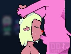 anthro blowjob caught caught_in_the_act deepthroat deltarune futa_on_female futa_sans_pussy futadom futanari grabbing grabbing_horns intersex kris_(deltarune) monster_girl noelle_holiday ralsei susie_(deltarune) throat_bulge throat_fuck