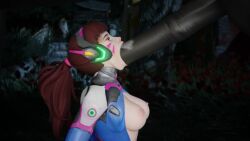 big_penis blowjob breasts breasts_out d.va face_fucking forest half-dressed half_naked horse horsecock jpbtos overwatch suit tagme throat_bulge throat_fuck video zoophilia zoophilia