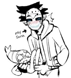 2 anal_sex blush boys crying dandy's_world gay hoodie huge_size_difference male pubic_hair shrimpo_(dandy's_world) size_difference yaoi