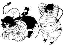 1girls big_ass big_breasts chubby_female freckles friday_night_funkin friday_night_funkin_mod monochrome short_hair socks tagme tail turnip_(shmaplos)