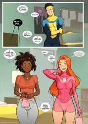 1boy 2girls amber_bennett atom_eve big_ass big_breasts breasts bust busty curvaceous curvy curvy_figure dark-skinned_female dark_skin digital_media_(artwork) female hips huge_ass huge_breasts image_comics invincible invincible_(comics) invincible_(superhero) invincible_(tv_series) large_ass large_breasts light-skinned_female light_skin mark_grayson mature mature_female minko samantha_eve_wilkins slim_waist thick thick_hips thick_legs thick_thighs thighs voluptuous waist wide_hips
