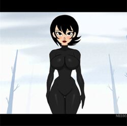 1girls adult_swim animated ashi_(samurai_jack) big_breasts black_bodysuit black_clothing black_hair bodysuit bouncing_breasts daughters_of_aku female female_only gif heroine looking_forward meegol samurai_jack short_hair solo thick_thighs thin_female toonami villainess walking walking_towards_viewer