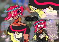 agent_4_(splatoon) agent_8_(splatoon) ass_in_face blush danielgreeninkling face_in_ass facesitting grope groping groping_ass sitting_on_face sitting_on_person splatoon splatoon_2 wet_pants