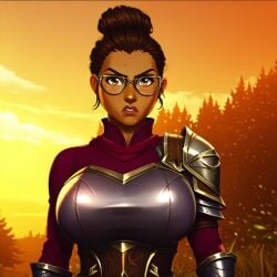 1girls ai_generated angry arcane armor armored armored_female big_breasts big_breasts breasts breasts brown_hair brown_skin female female female_focus female_only forest frown huge_boobs huge_breasts large_boobs large_breasts league_of_legends looking_at_viewer medieval medieval_armor medieval_armour medieval_fantasy medieval_style outdoors outside short_hair sky_young solo solo_female solo_focus
