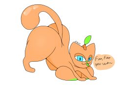 absurd_res all_fours alpog21_(artist) ass big_breasts big_butt blep blue_eyes breast_squish breasts domestic_cat ears_up felid feline felis female feral green_nipples green_nose green_tongue happy hi_res looking_at_viewer mammal nipples orange_body orange_breasts orange_butt orange_ears orange_head orange_legs orange_paws orange_tail solo squish stretching tail talking_to_viewer tongue tongue_out trod