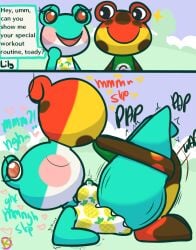 ambiguous_penetration amphibian animal_crossing anthro anthro_only ass big_butt bottomless bubble_butt cheek_bulge clothed clothed_sex clothing comic drift_(animal_crossing) duo erect_nipples female french_kissing frog from_front_position heart_eyes heart_symbol holding_leg instant_loss_2koma kissing klutzatdusk lily_(animal_crossing) male male/female mating_press nintendo nipples penetration public public_sex questionable_consent sex short_stack wide_hips