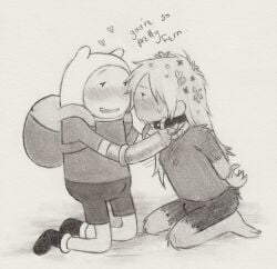 adventure_time backpack blush bondage bondage bottomwear bound cartoon_network clothing dialogue duo elemental_creature elemental_humanoid english_text eye_bags fern_(adventure_time) finn_the_human flora_fauna gag gagged graphite_(artwork) hair handwritten_text hat headgear headwear hi_res human humanoid kneeling lynxfurr male male/male mammal plant plant_humanoid selfcest shirt shorts smile square_crossover text tongue tongue_out toony topwear traditional_media_(artwork)