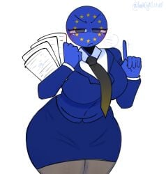1girls amogus artist_name big_ass big_breasts breasts clothing countryhumans countryhumans_girl european_union_(countryhumans) female female_only kak0yt0_chel twitter_username